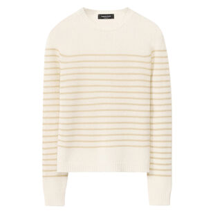 Striped Cashmere Gauzed Crewneck Sweater