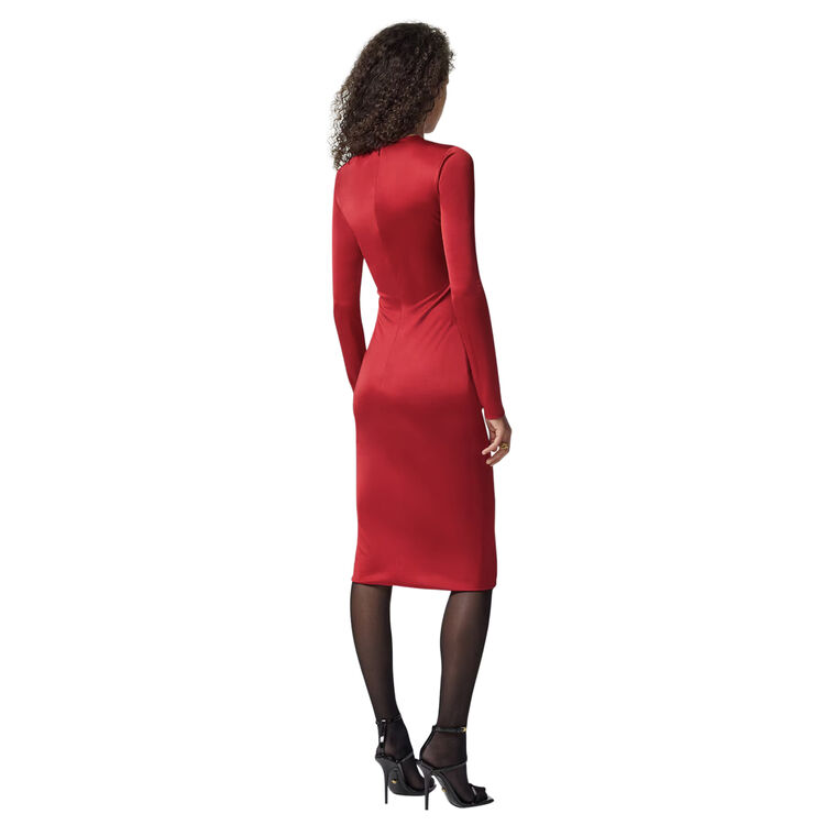 Safety Pin Gathered Viscose Jersey Fitted Midi Dress image number null