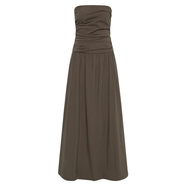 Gathered Strapless Tie Back Dress image number null
