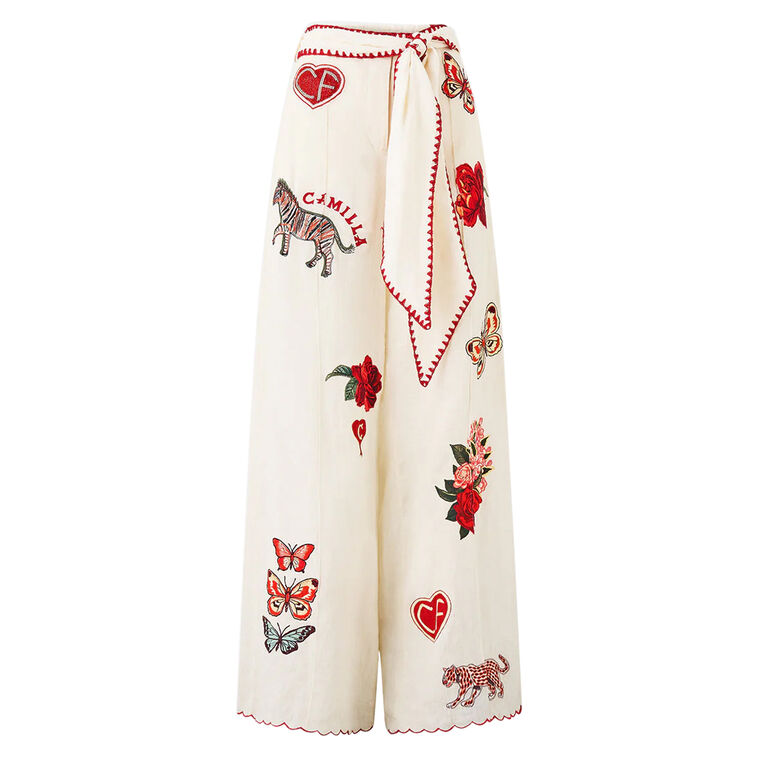 Scarf Belted Wide Leg Pant image number null