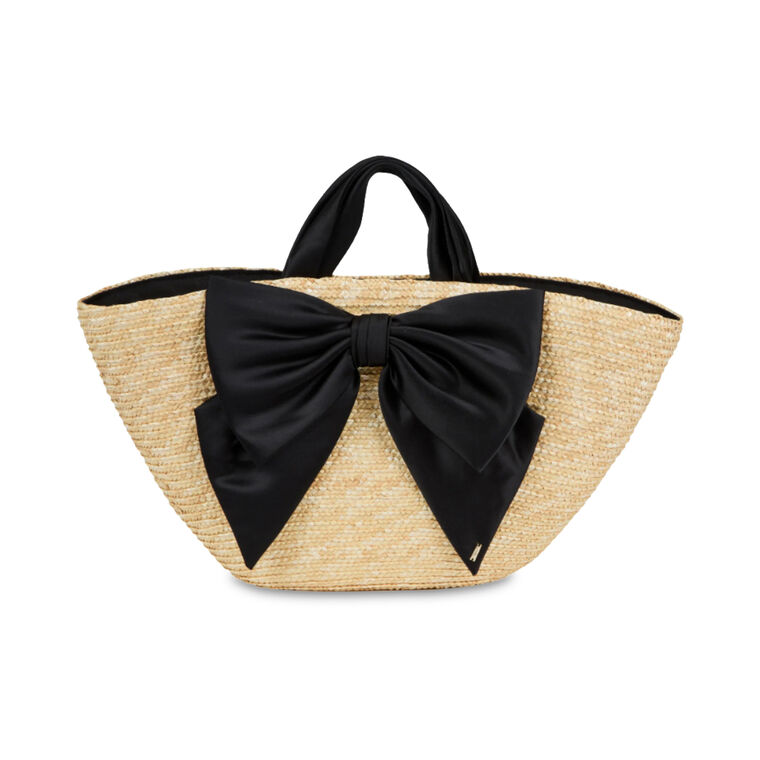 Carlotta Natural Straw Large Tote With Bow image number null