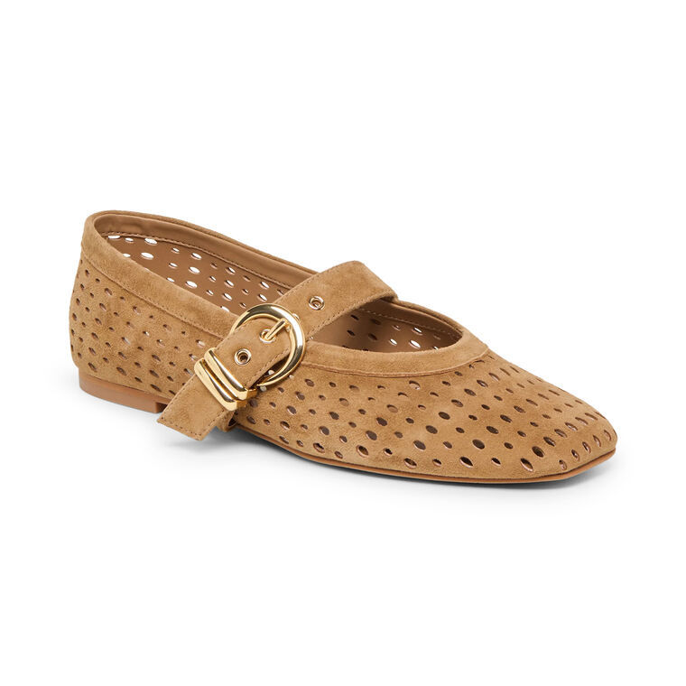 Mikel Perforated Suede Mary Jane Ballet Flat image number null