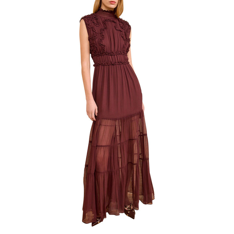 Verona Silk Smocked Sleeveless Gown image number null