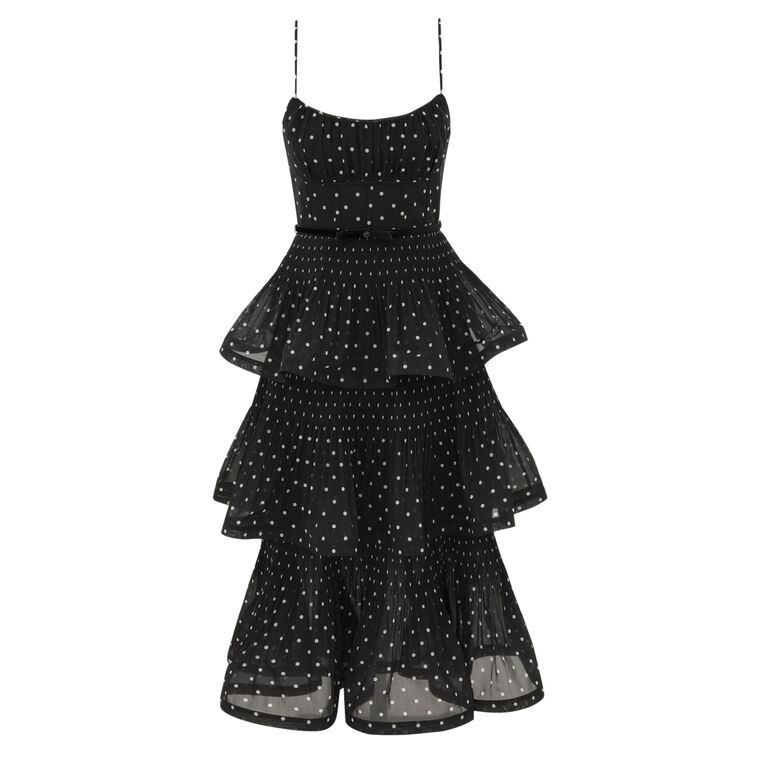 Sleeveless Pleated Tiered Midi Dress image number null