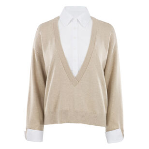 Rida Striped Mixed Media Sweater