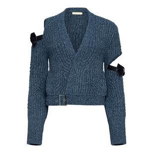 Palmetto Belted Cardigan With Sleeve Cutouts