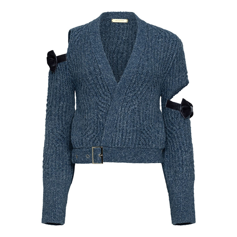 Palmetto Belted Cardigan With Sleeve Cutouts image number null