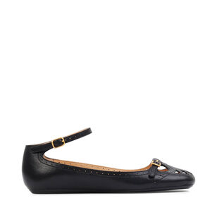 Misty Cut Out Ballerina Flat With Ankle Strap
