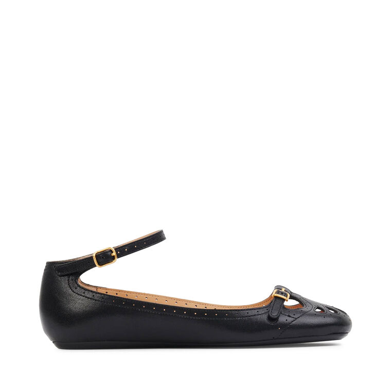Misty Cut Out Ballerina Flat With Ankle Strap image number null