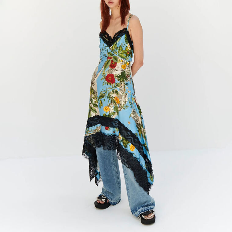 Floral Skeleton Print Slip Dress image number null