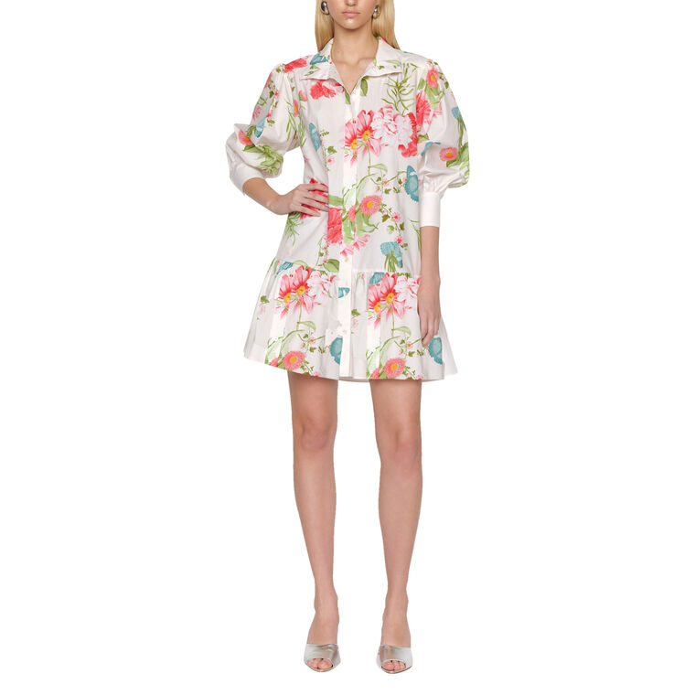 Essie 3/4-Sleeve Cotton Poplin Mini Dress image number null