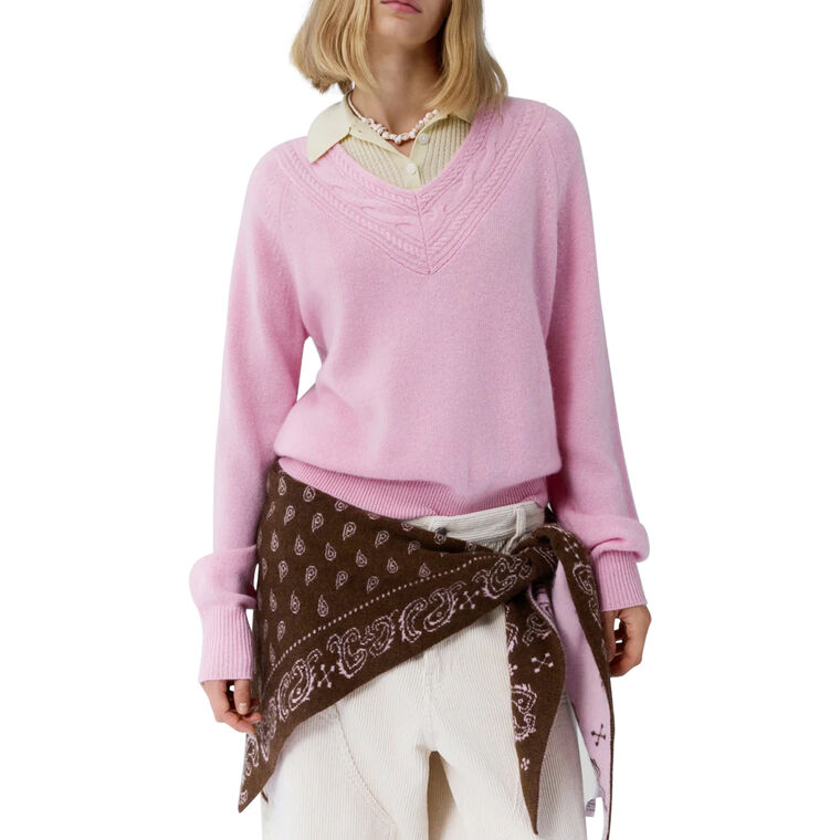 The Varsity V-Neck Cashmere Sweater image number null