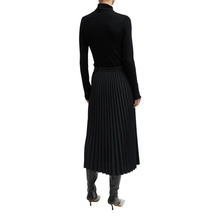 Tropical Wool Pleating Sunray Midi Skirt image number null