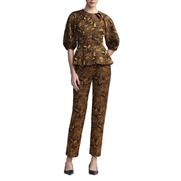 Sunflower Jacquard Puff Sleeve Top image number null