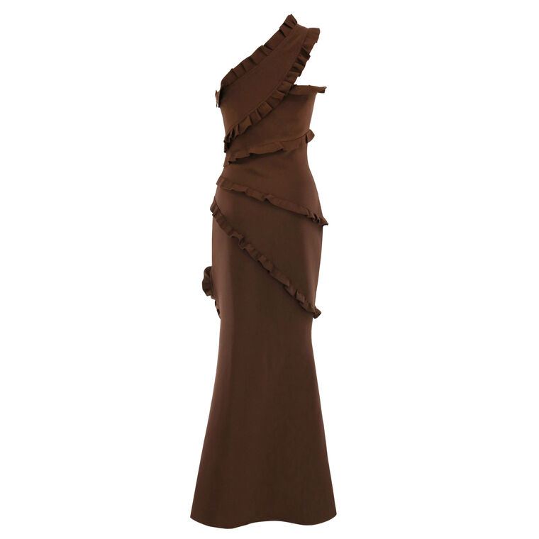 Floriana Asymmetric Neck Gown image number null