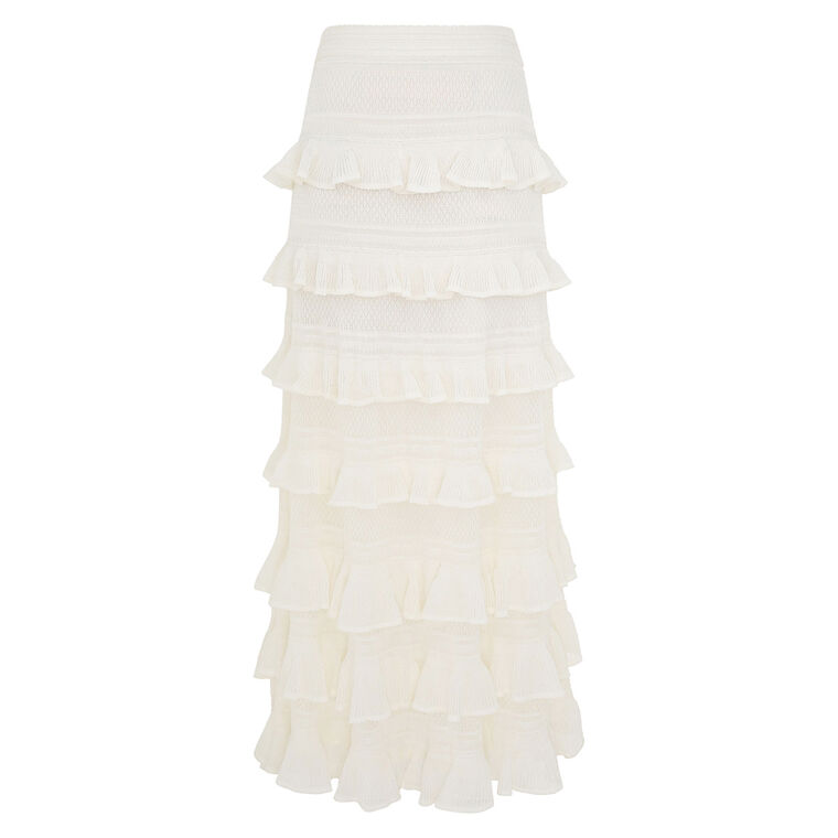 Illuminate Lace Frill Midi Skirt image number null