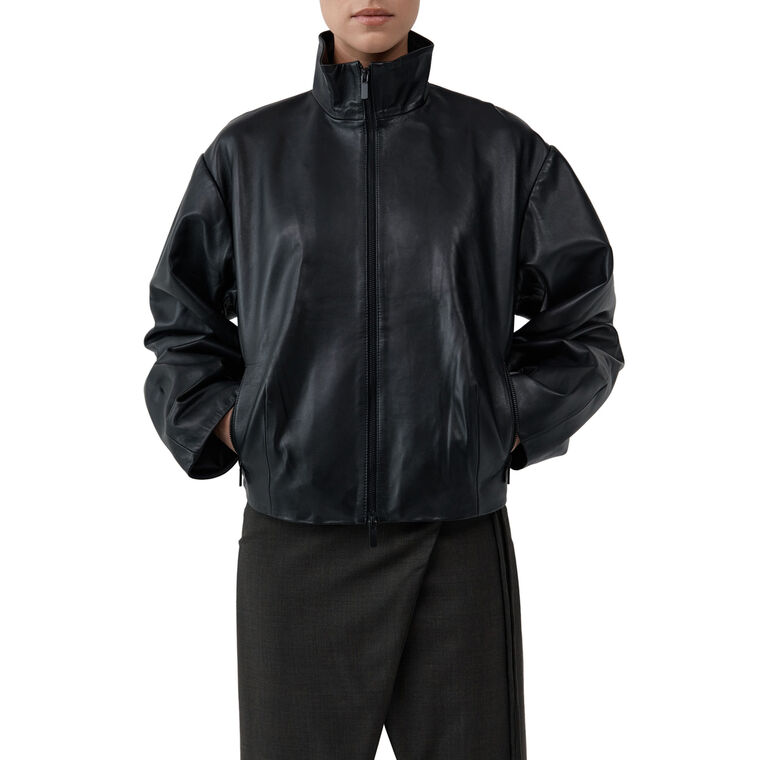 Cocoon Zip Leather Jacket image number null