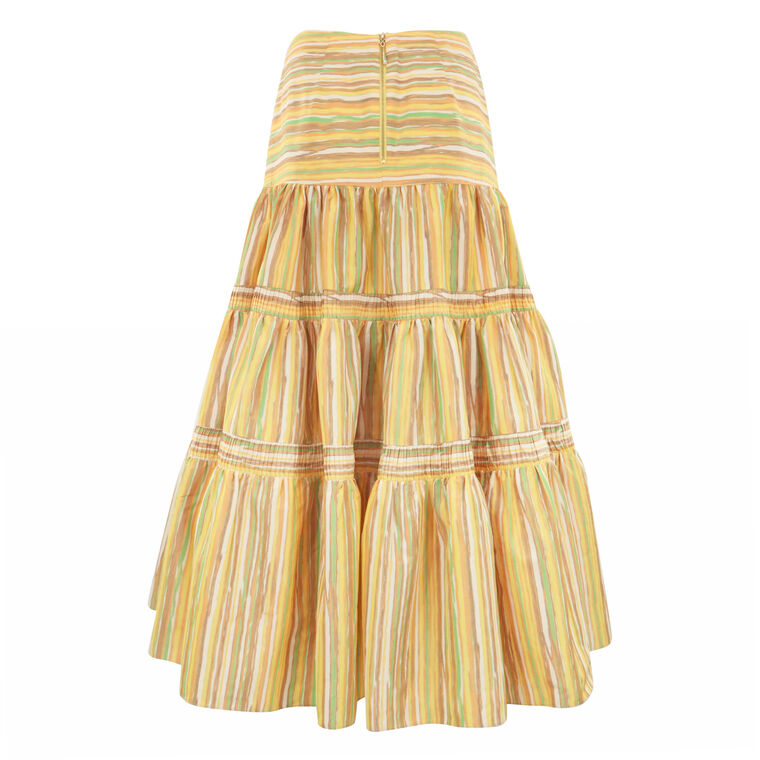 Elaina Stripe Tiered Midi Skirt image number null