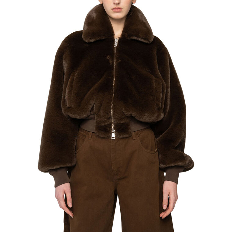 Clemence Cropped Faux Fur Jacket image number null