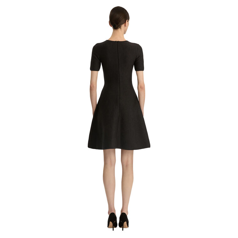 Fern Embroidered Short Sleeve Knit Mini Dress image number null