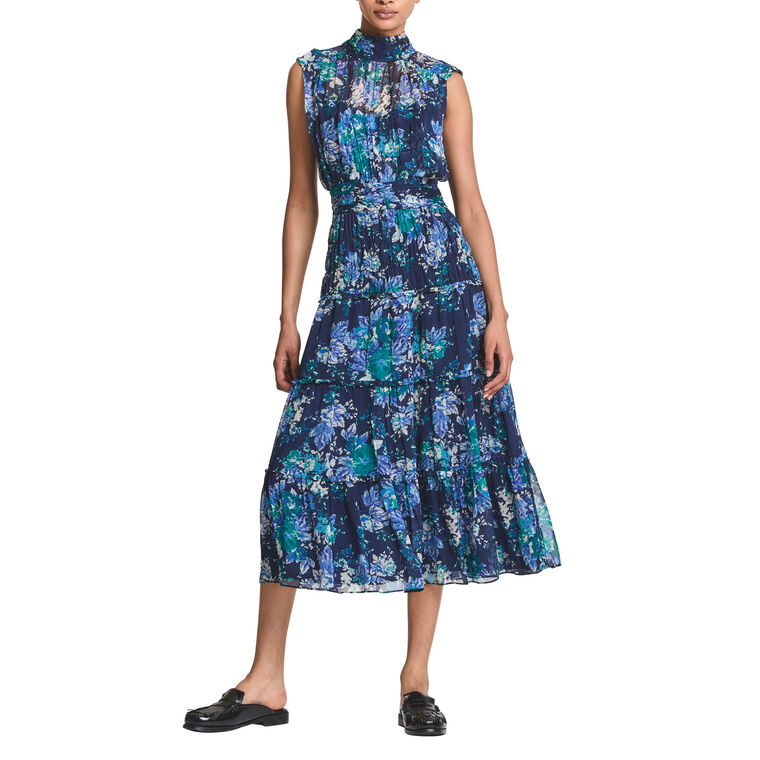 Junia Sleeveless Floral Tapestry High Neck Midi Dress image number null