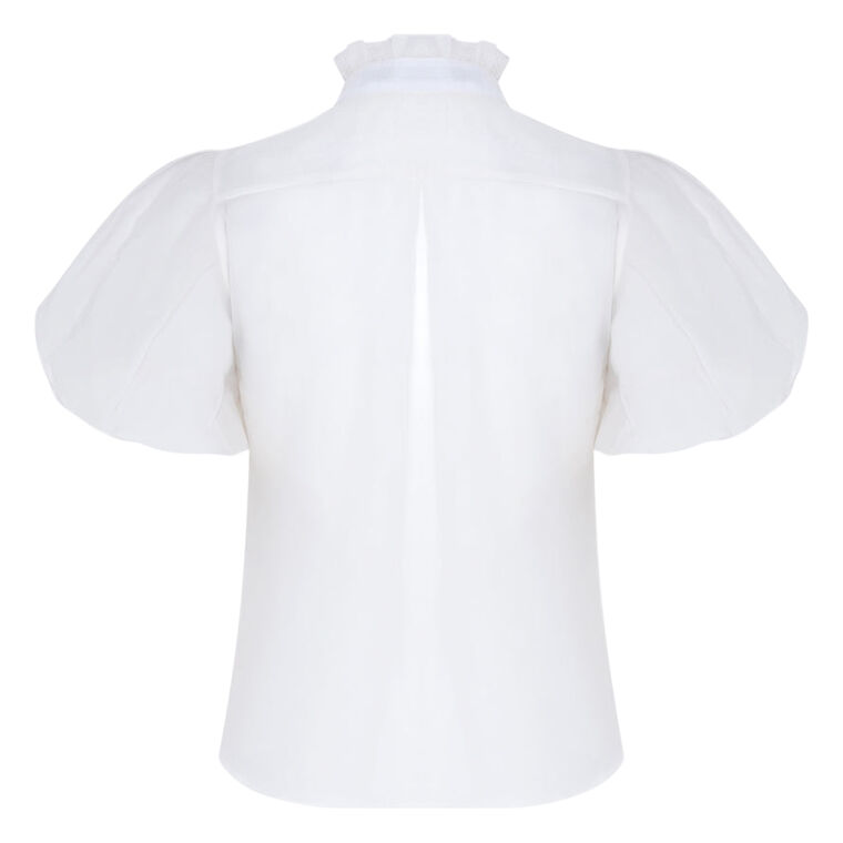 Taffeta Bloom Short Puff-Sleeve Shirt image number null