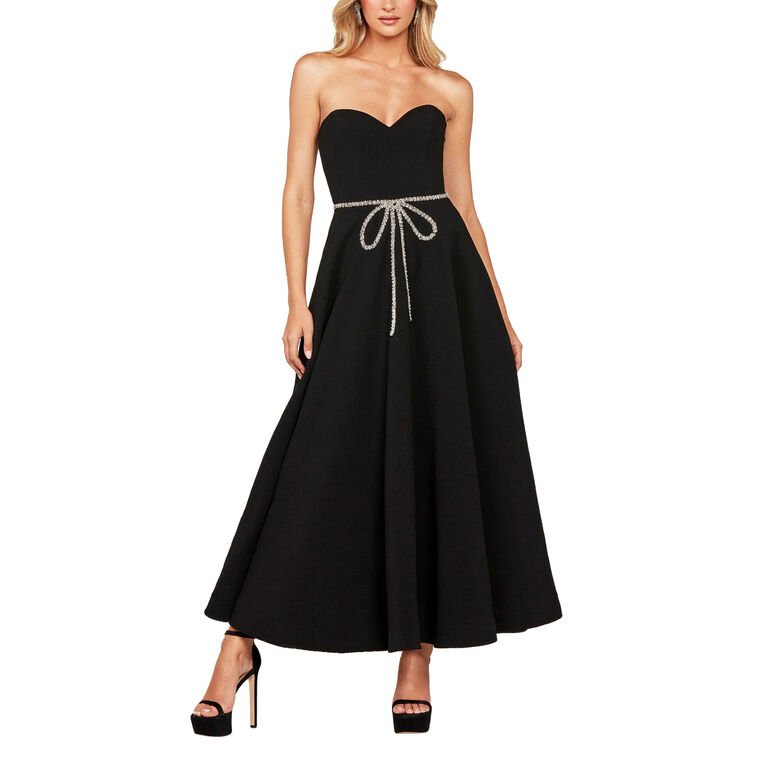 Grace Strapless Maxi Dress With Crystal Bow Detail image number null