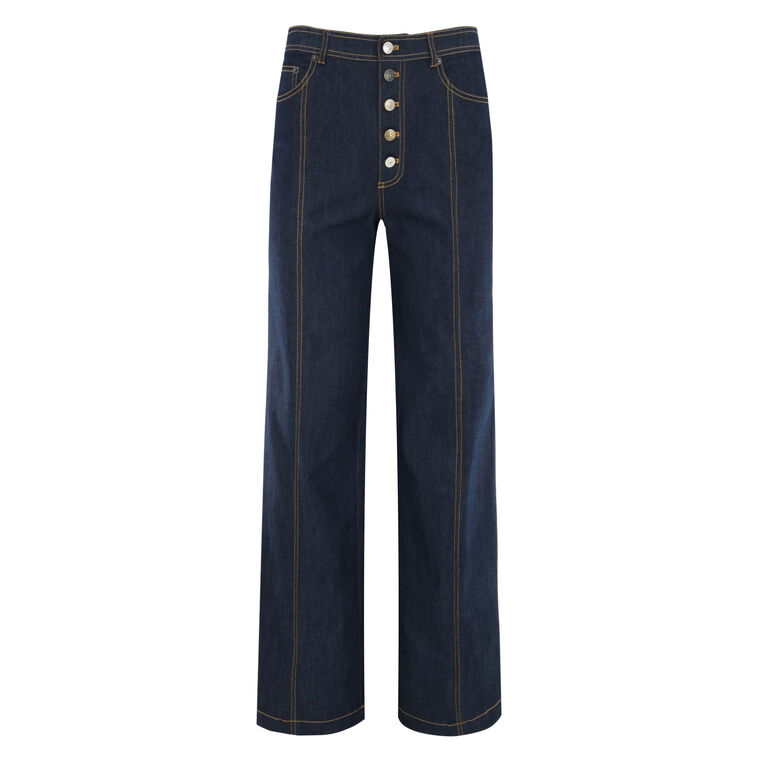 Francine Button-Front Denim Pant image number null