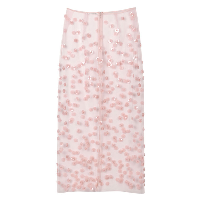 Gus Sequin Blossom Tulle Midi Pencil Skirt image number null