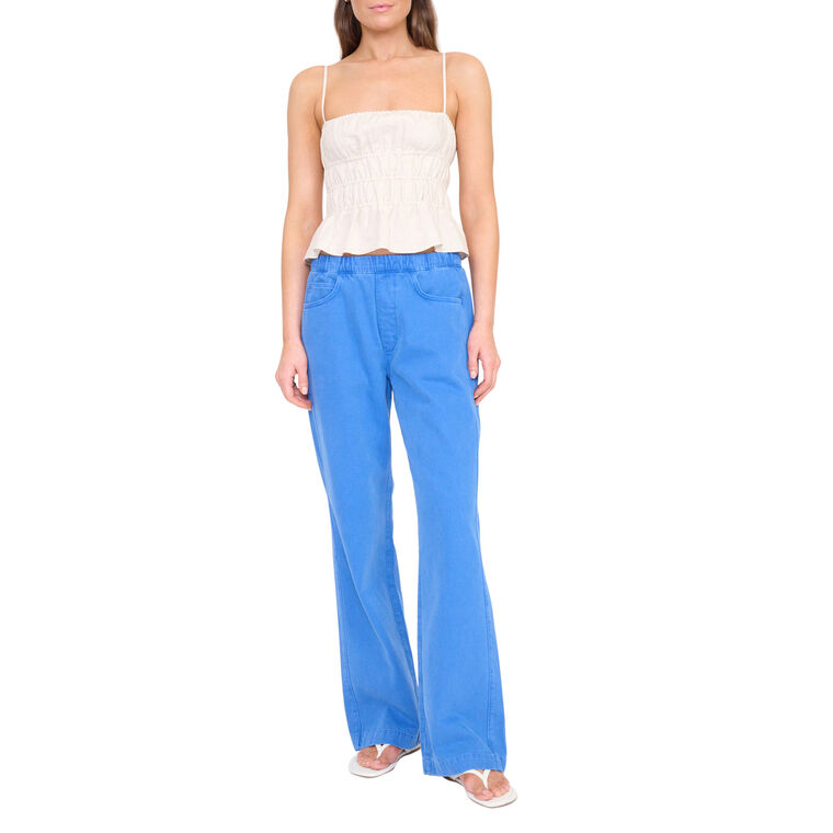 Ayla Smocked Linen Tank Top image number null