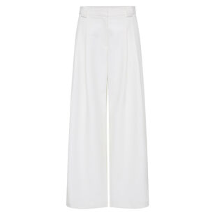 Twill Wide Leg Pleat Pants