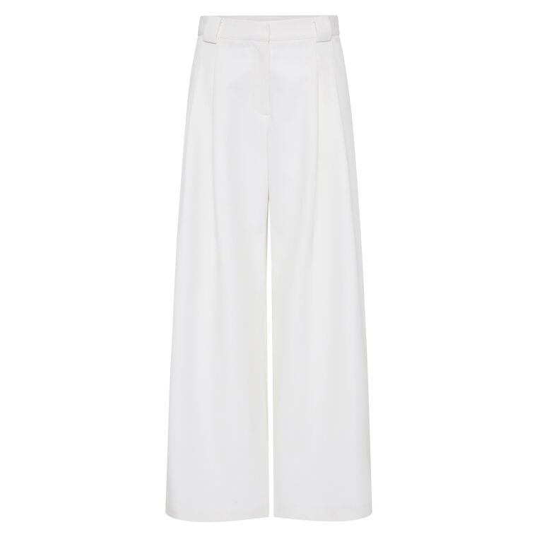 Twill Wide Leg Pleat Pants image number null