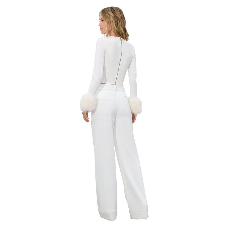 Delaina Long Sleeve Crop Top With Removable Faux Fur Cuffs image number null