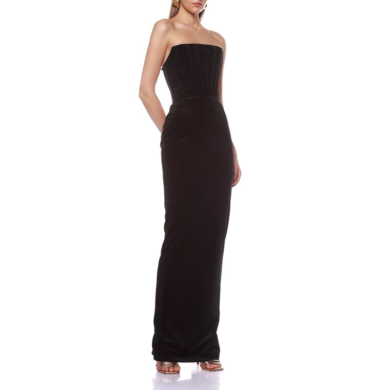 Florentina Strapless Velvet Gown image number null