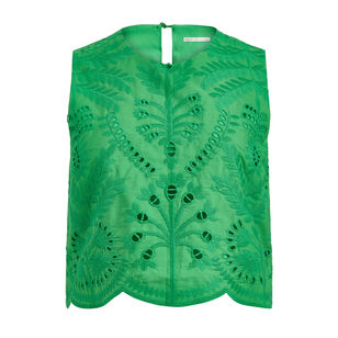 Davis Floral Embroidery Shell Top
