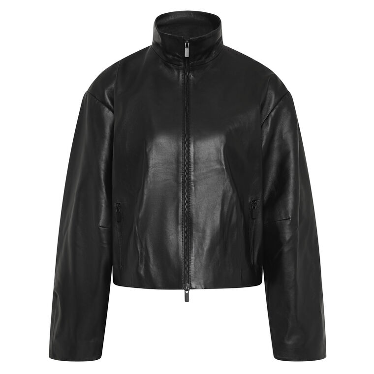 Cocoon Zip Leather Jacket image number null