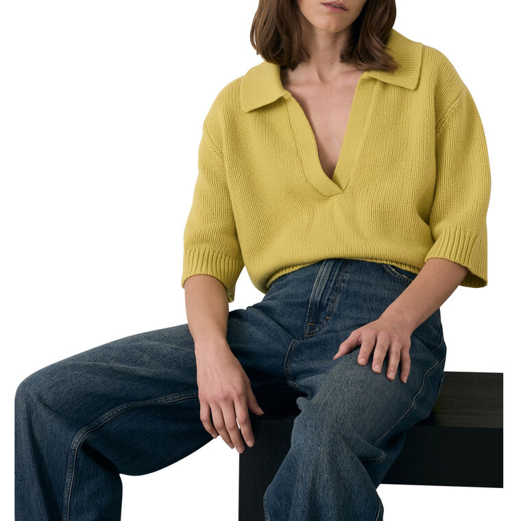 Short Sleeve Henley Sweater image number null