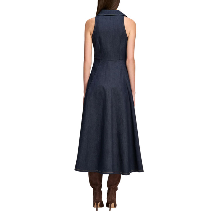 Sherri Sleeveless Cinched Denim Midi Dress image number null