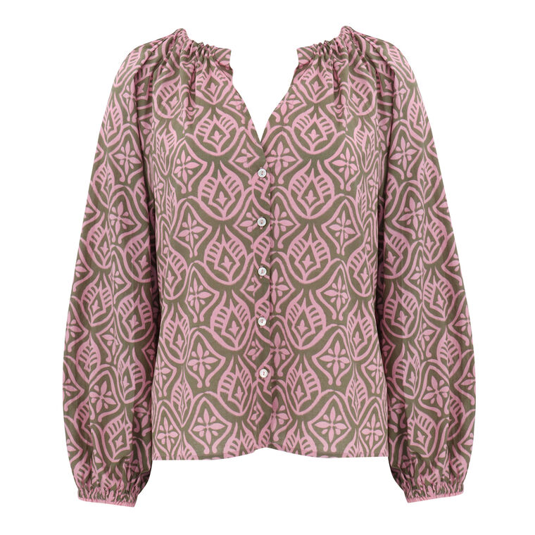 Marian Printed Button Front Top image number null