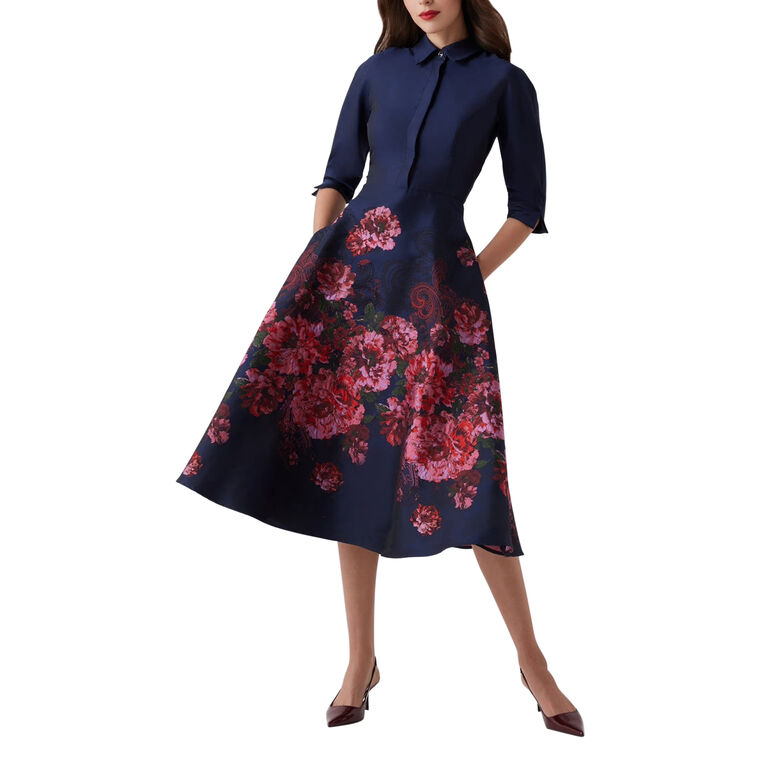 Jacquard Floral Paisley Midi Dress image number null