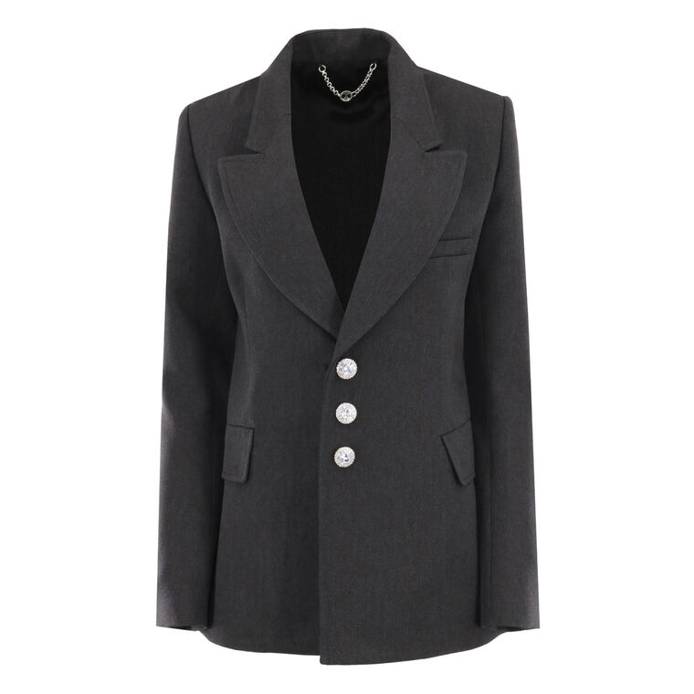 Embellished-Button Single-Breasted Blazer image number null