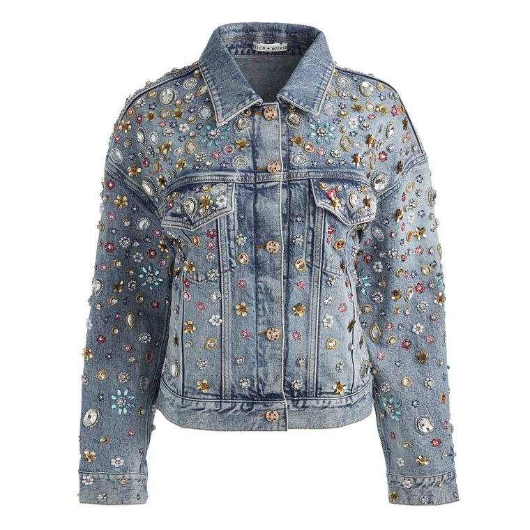 Jesse Embellished Oversized Denim Jacket image number null