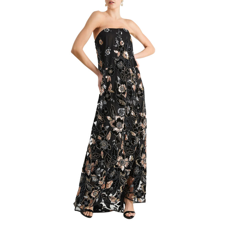 Margot Floral Beaded Strapless Gown image number null
