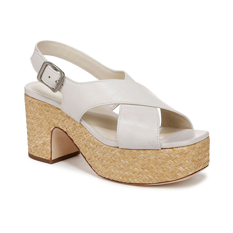 Celmentia Leather Platform Raffia Heel Sandal image number null