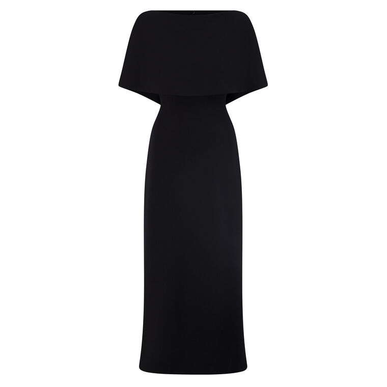 Ponte Boat Neck Cape Midi Dress image number null