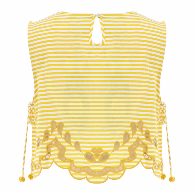 Bicolor Stripes Richelieu Crop Top image number null