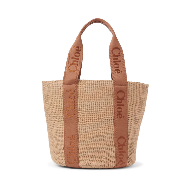 Woody Raffia Basket Tote Bag image number null