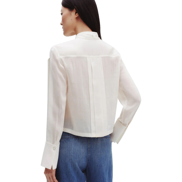 Bergman Long Sleeve Button Up Pleated Silk Blouse image number null