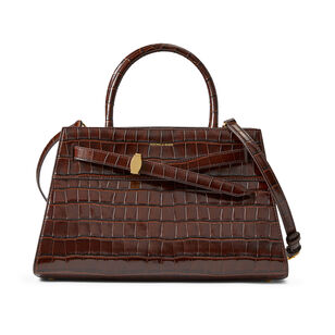 Croc-Embossed Top Handle Dash Bag