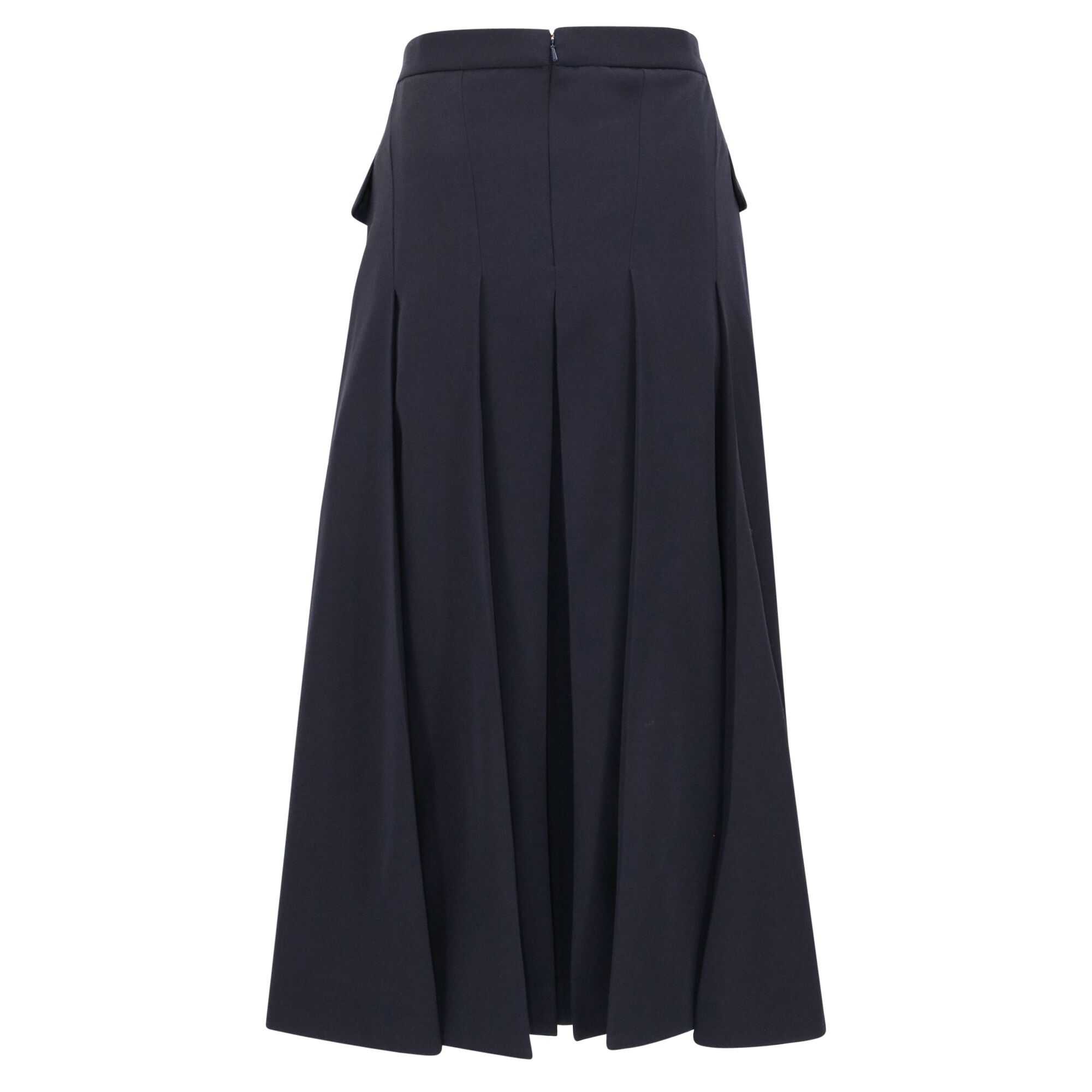 Pleated Wool-Blend Midi Skirt